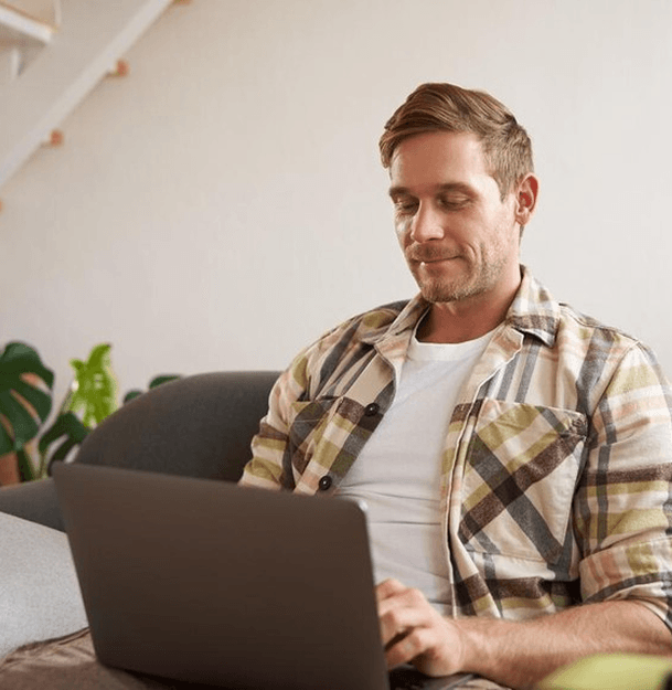 Host managing bookings on laptop